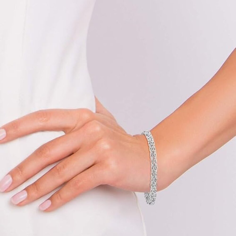 Miabella Italian 925 Sterling Silver Byzantine Bracelet for Women, Handmade in I